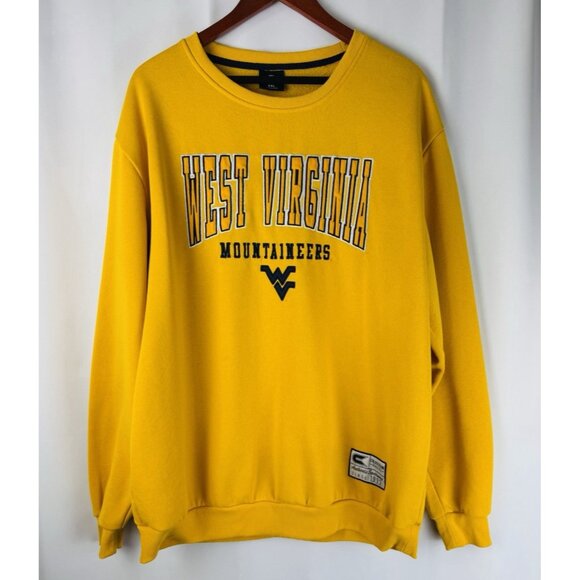 West Virginia Mountaineers Embroidered Sweatshirt Mens XXL Yellow Colosseum - Picture 2 of 9